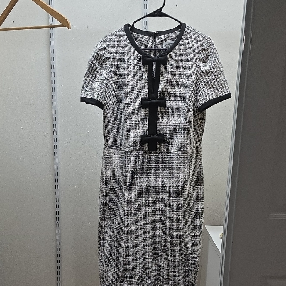 Shelby & Palmer Black and White Sheath Dress with Puff Sleeves